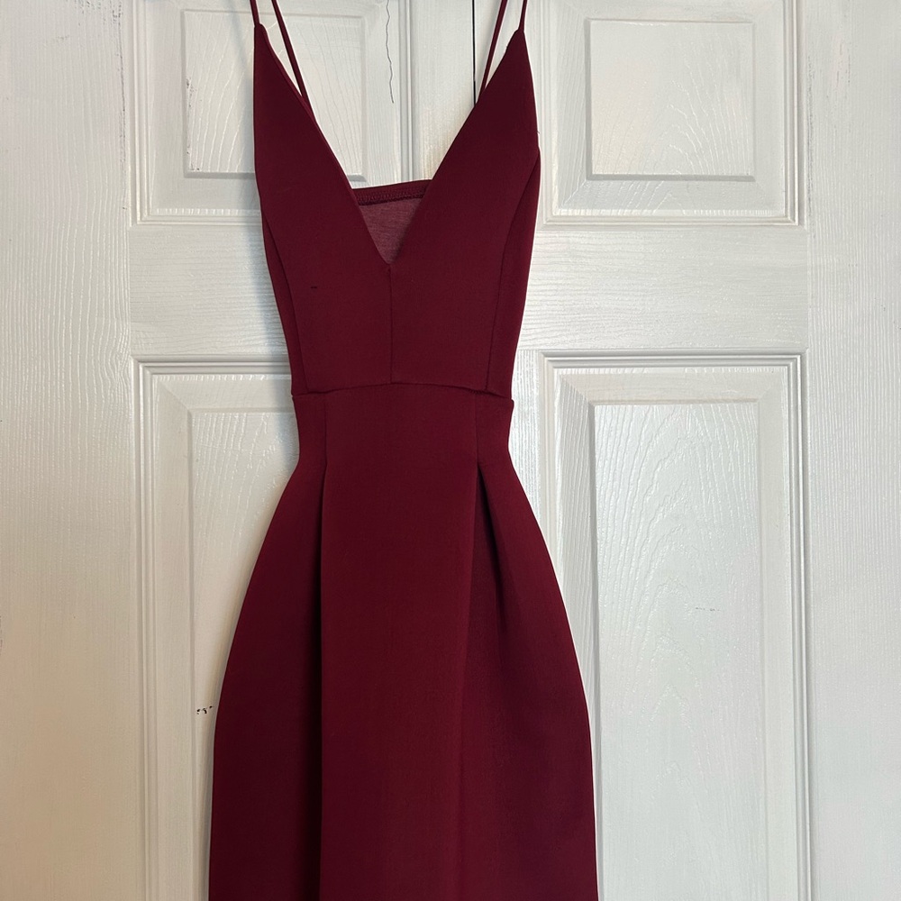 Windsor Burgundy Spaghetti strap skater style dress